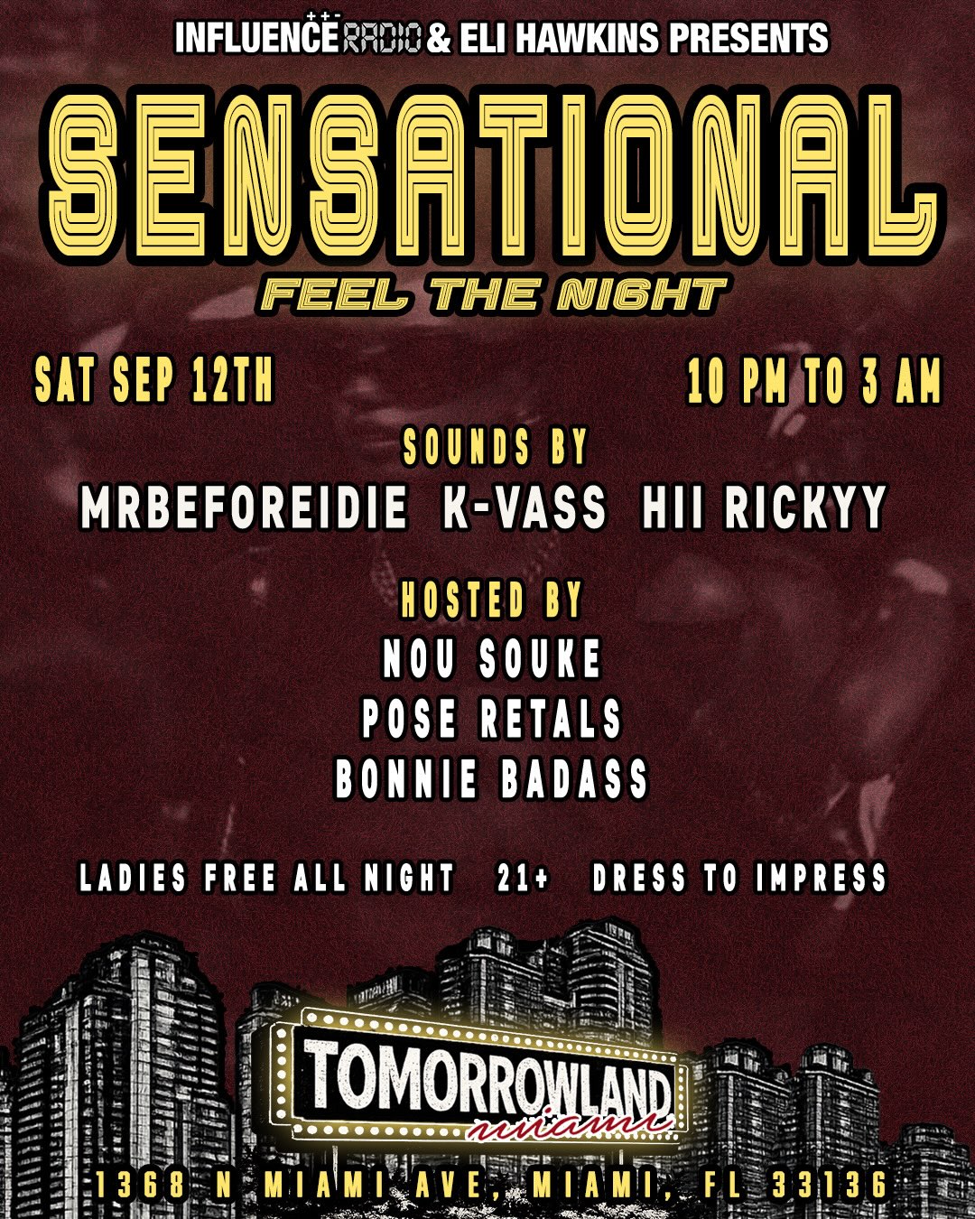 Flyer for SENSATIONAL: “Feel The Night”