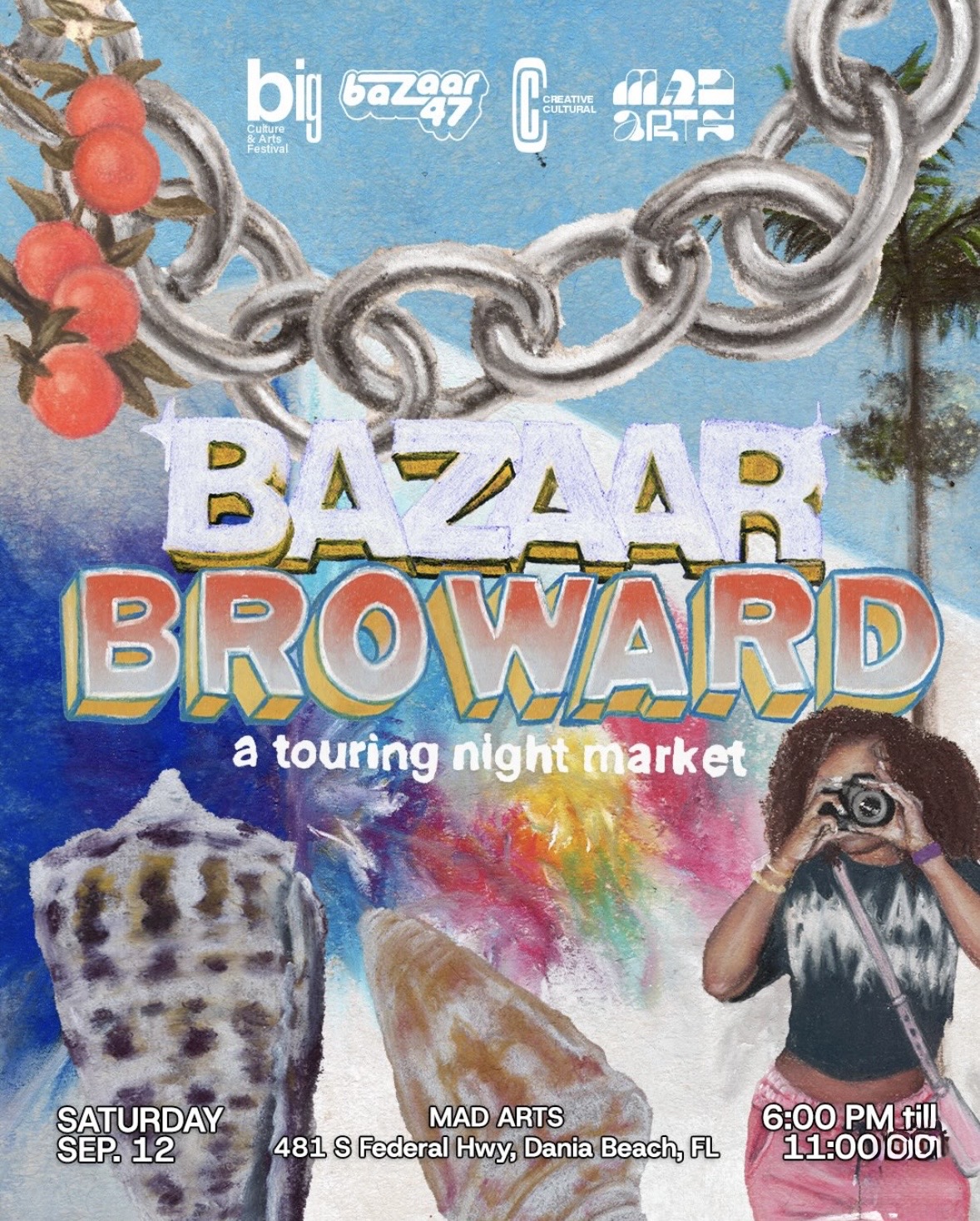 Flyer for BAZAAR Broward: a Touring Night Market