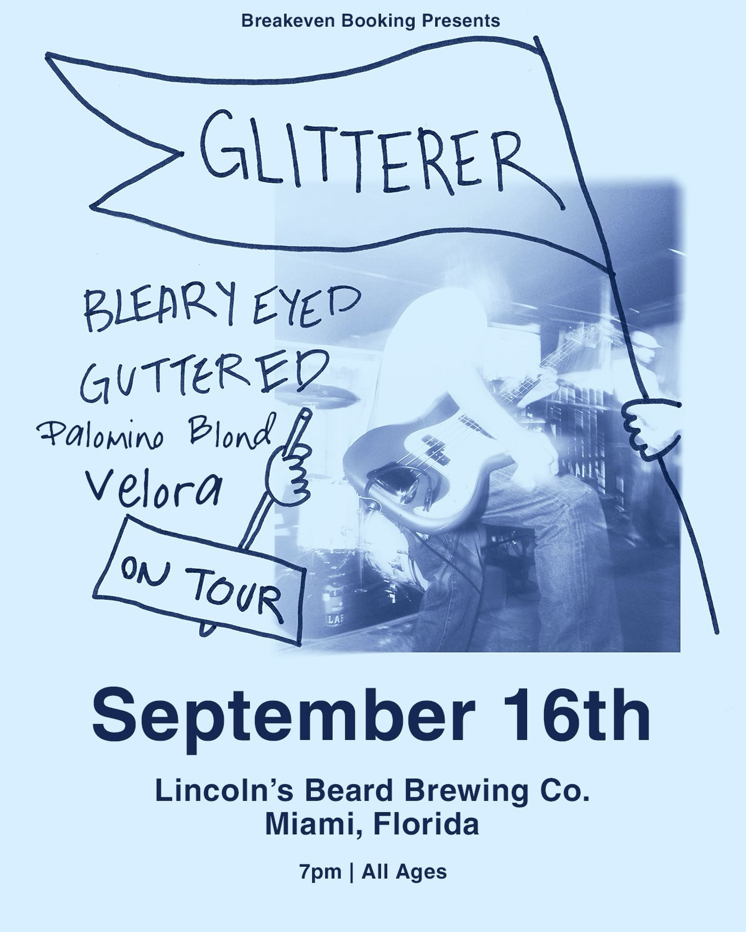 Flyer for Glitterer + Bleary Eyed +