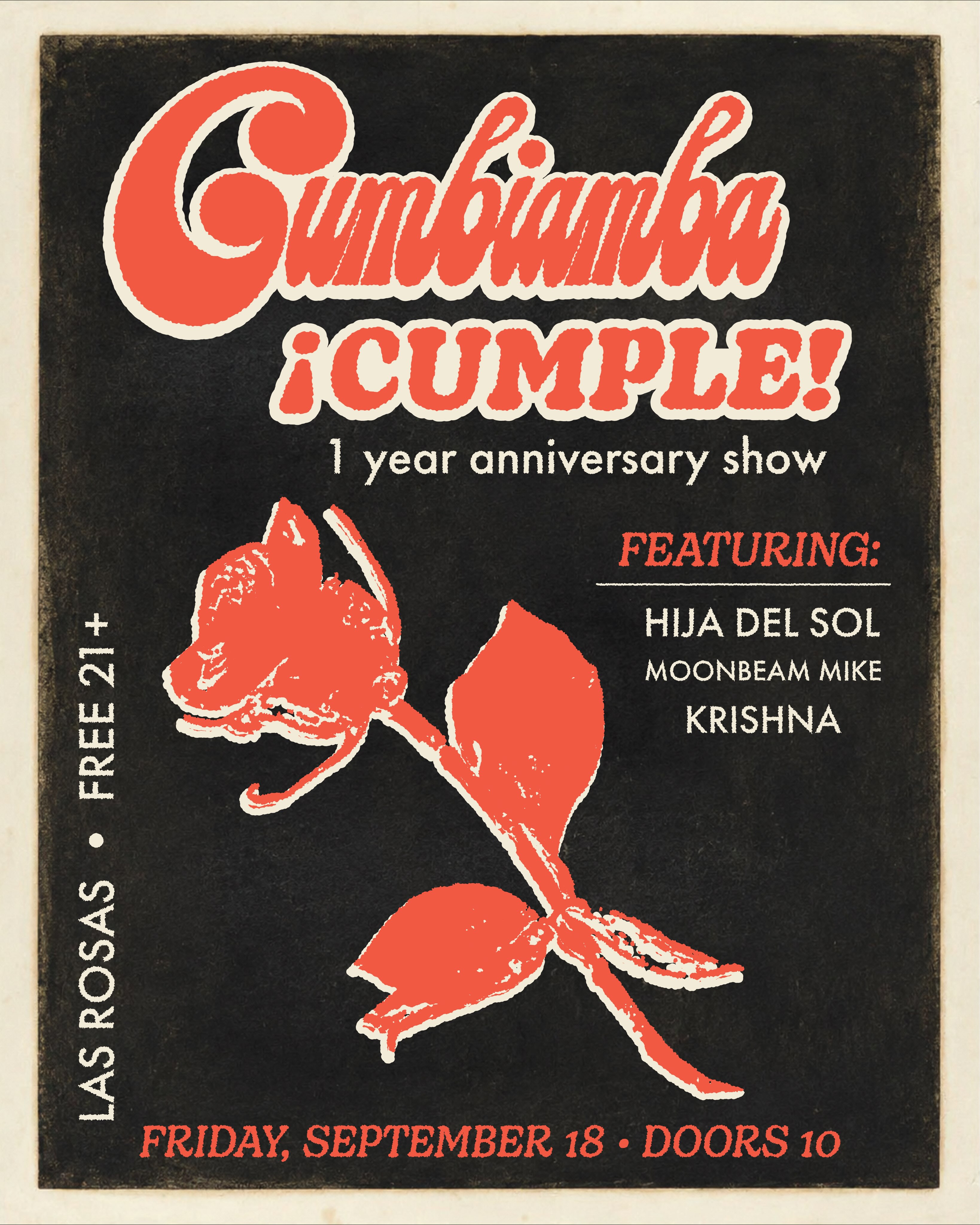 Flyer for Cumbiamba ¡Cumple! 1 Year Anniversary