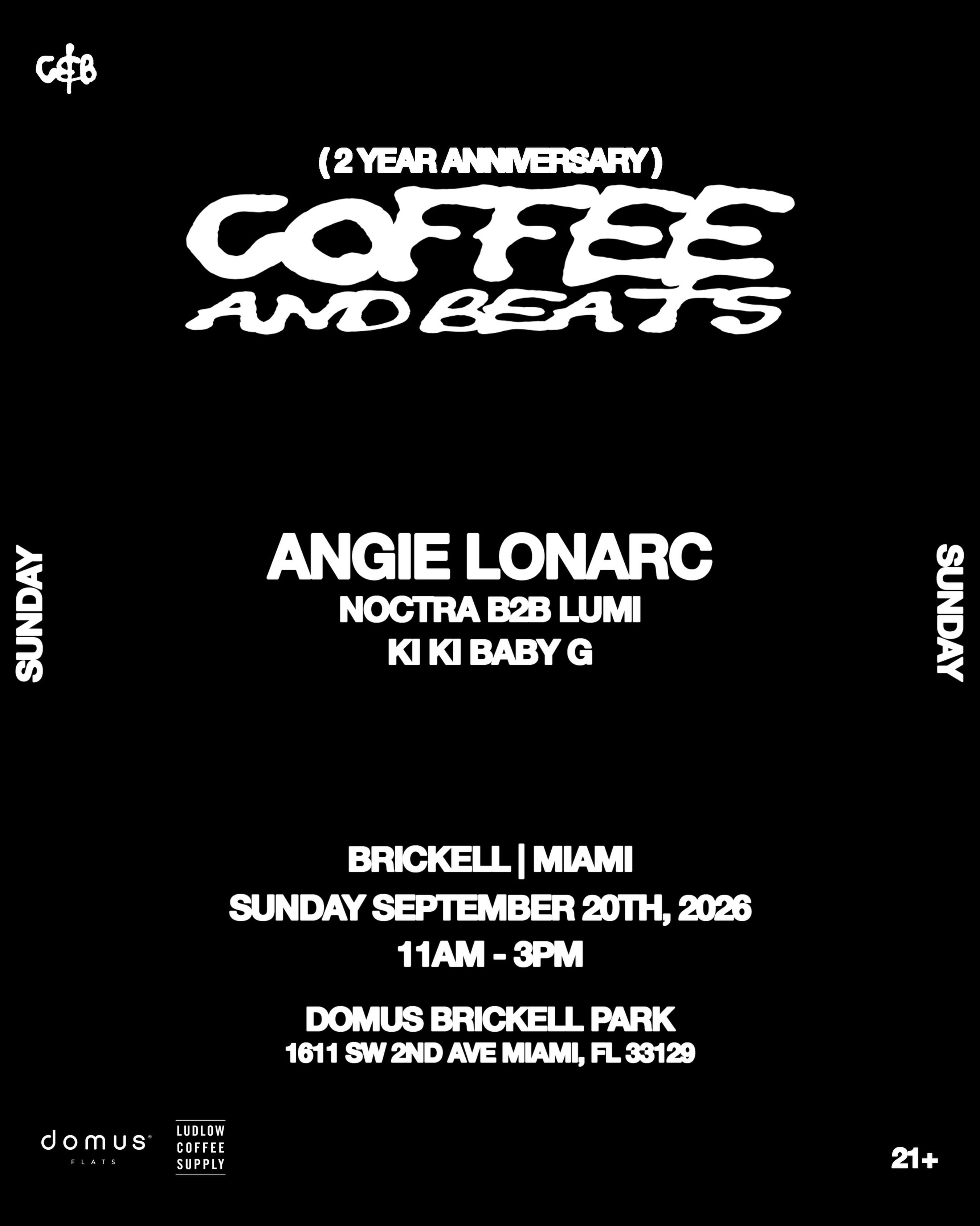 Flyer for Coffee and Beats 2 Year Anniversary