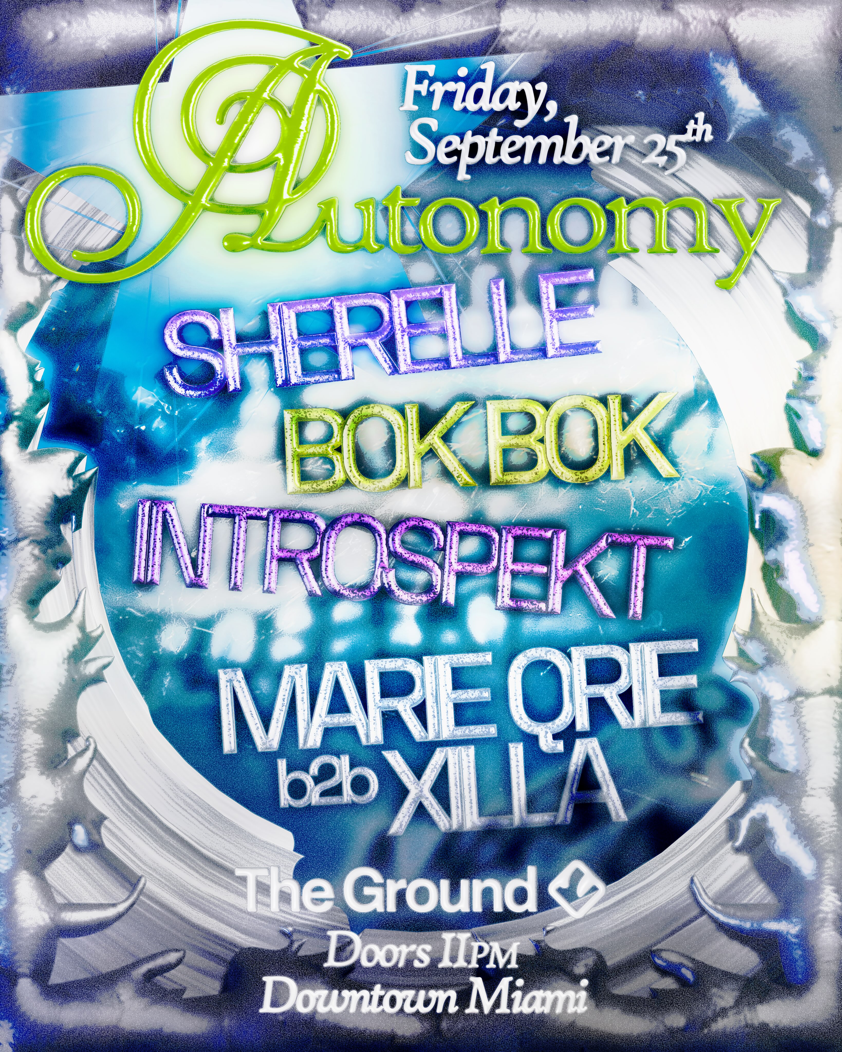 Flyer for SHERELLE + Bok Bok + Introspekt +