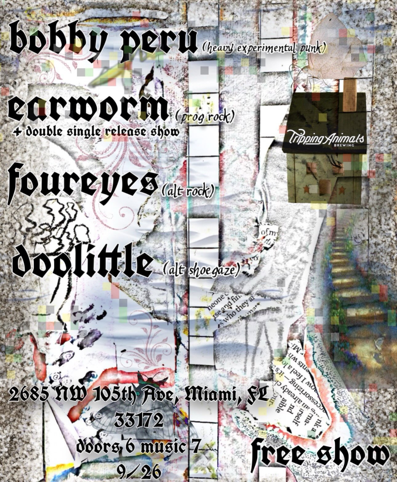 Flyer for Bobby Peru + Earworm +