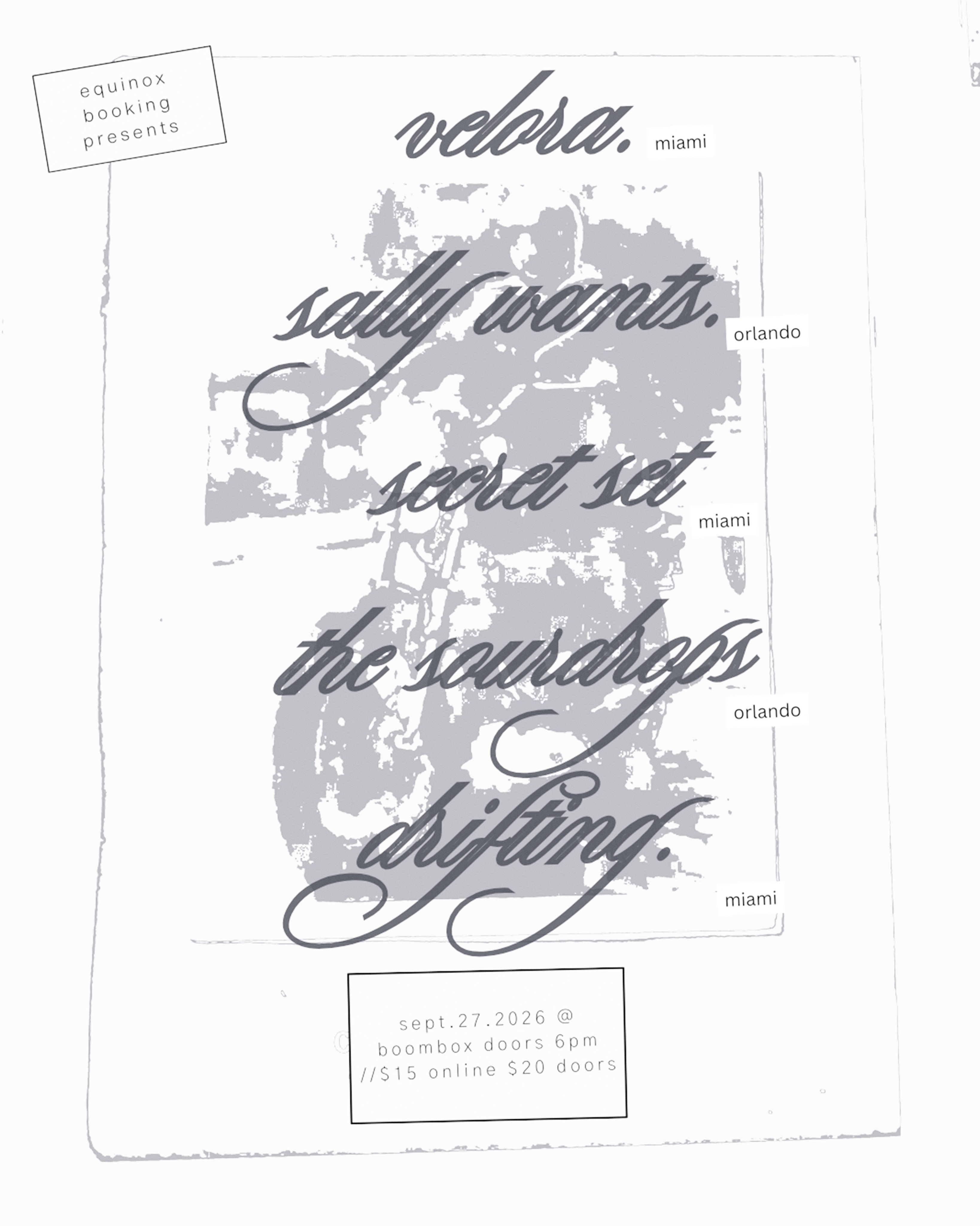 Flyer for Velora + Sally Wants +