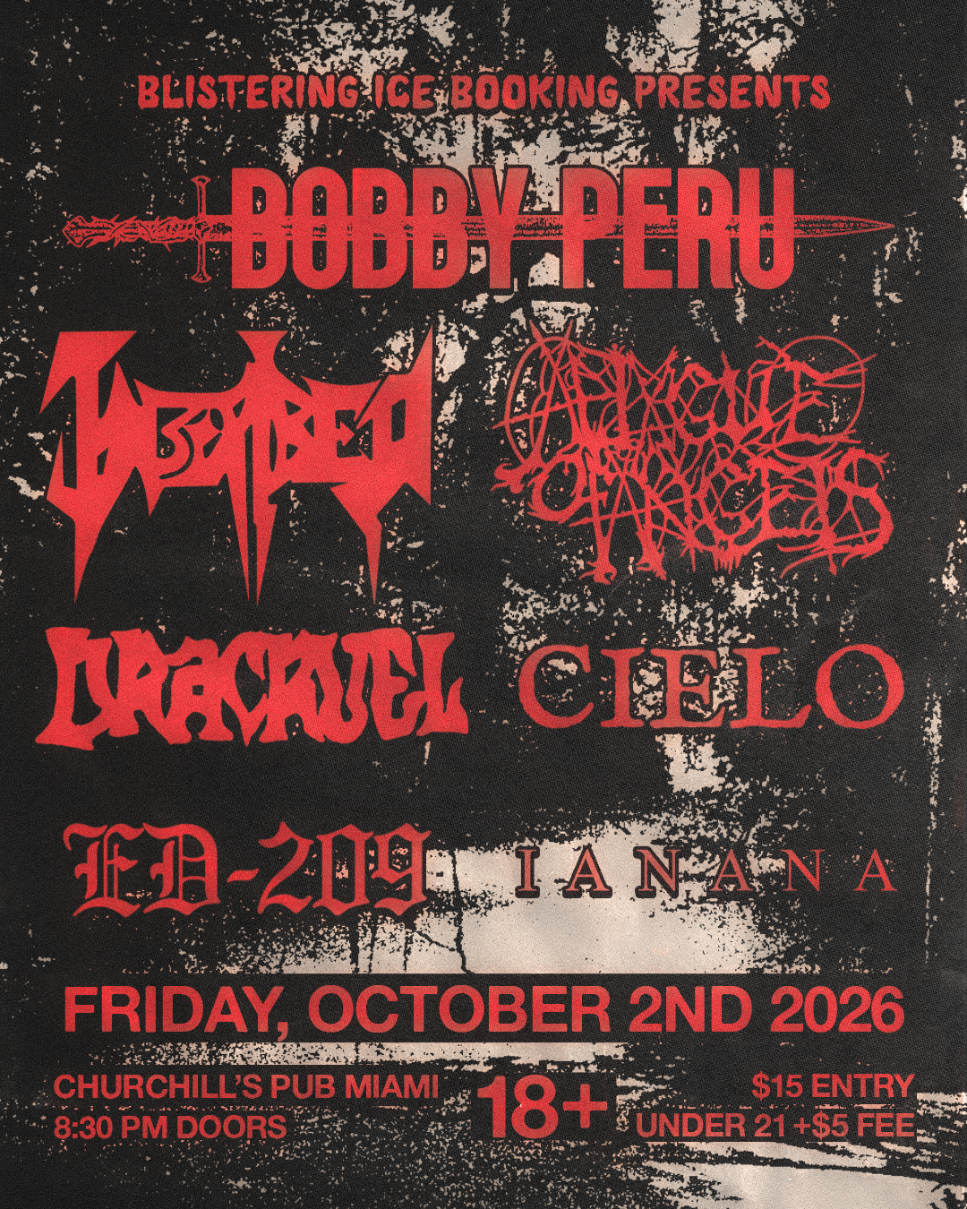 Flyer for Bobby Peru + Dracruel +