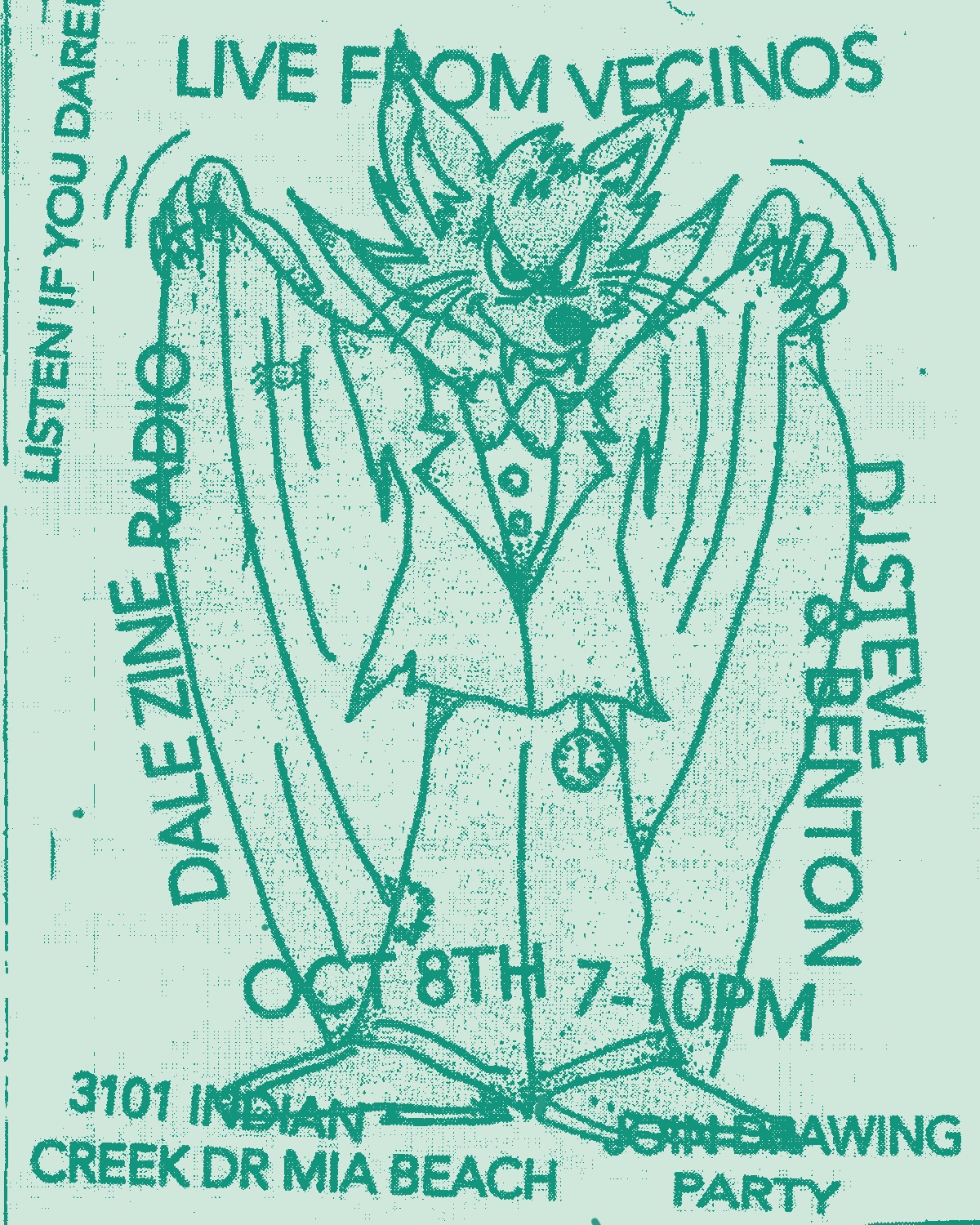 Flyer for Dále Zine Radio: Live from Vecinos