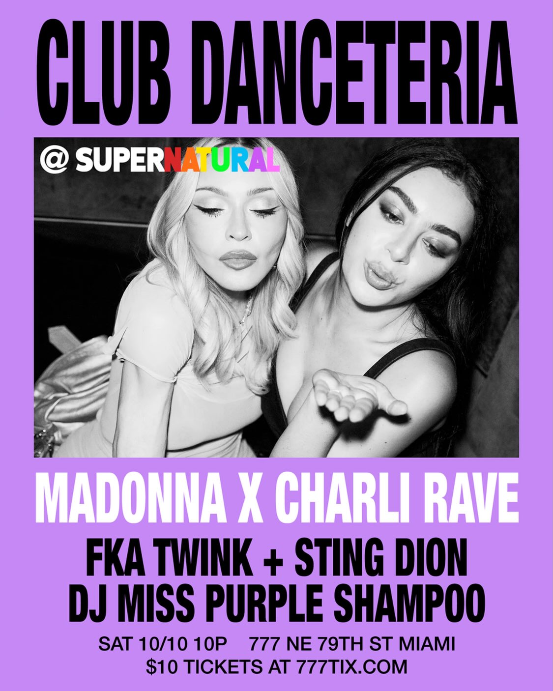 Flyer for Club Danceteria: Madonna x Charli Rave