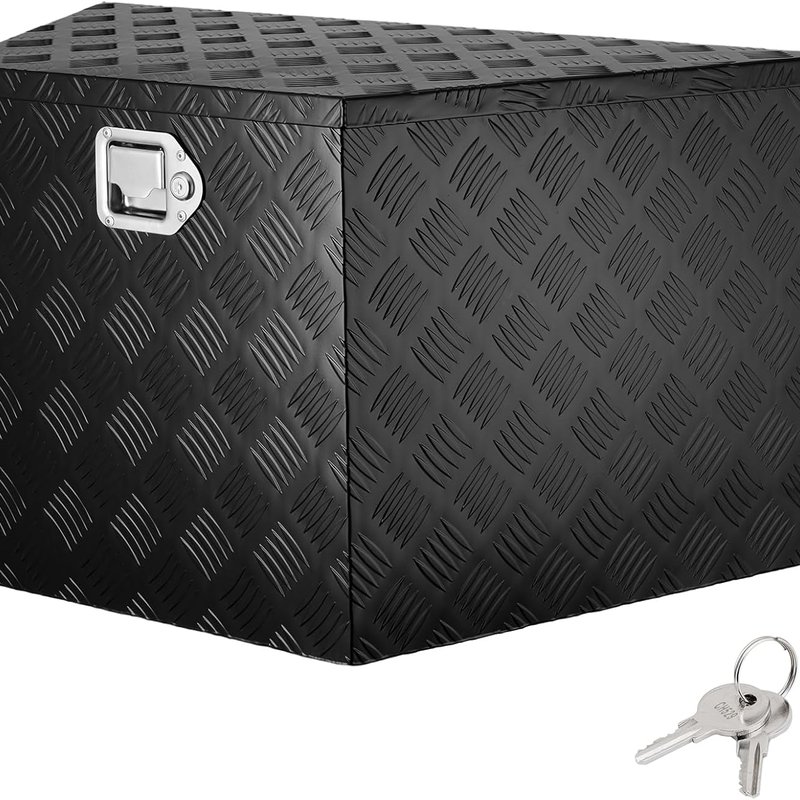 VEVOR Aluminum Alloy Tongue Box - Heavy Duty Trailer Storage with Lock, Keys