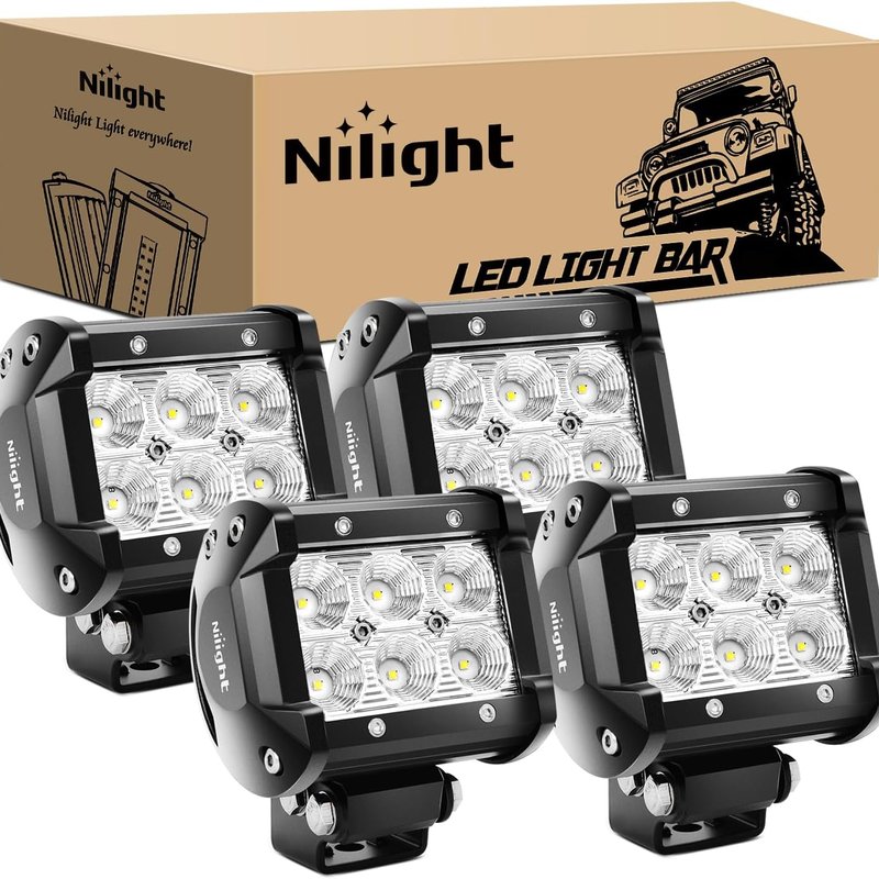 Nilight LED Pods 4PCS 18W 1260lm Flood LED Light Bar