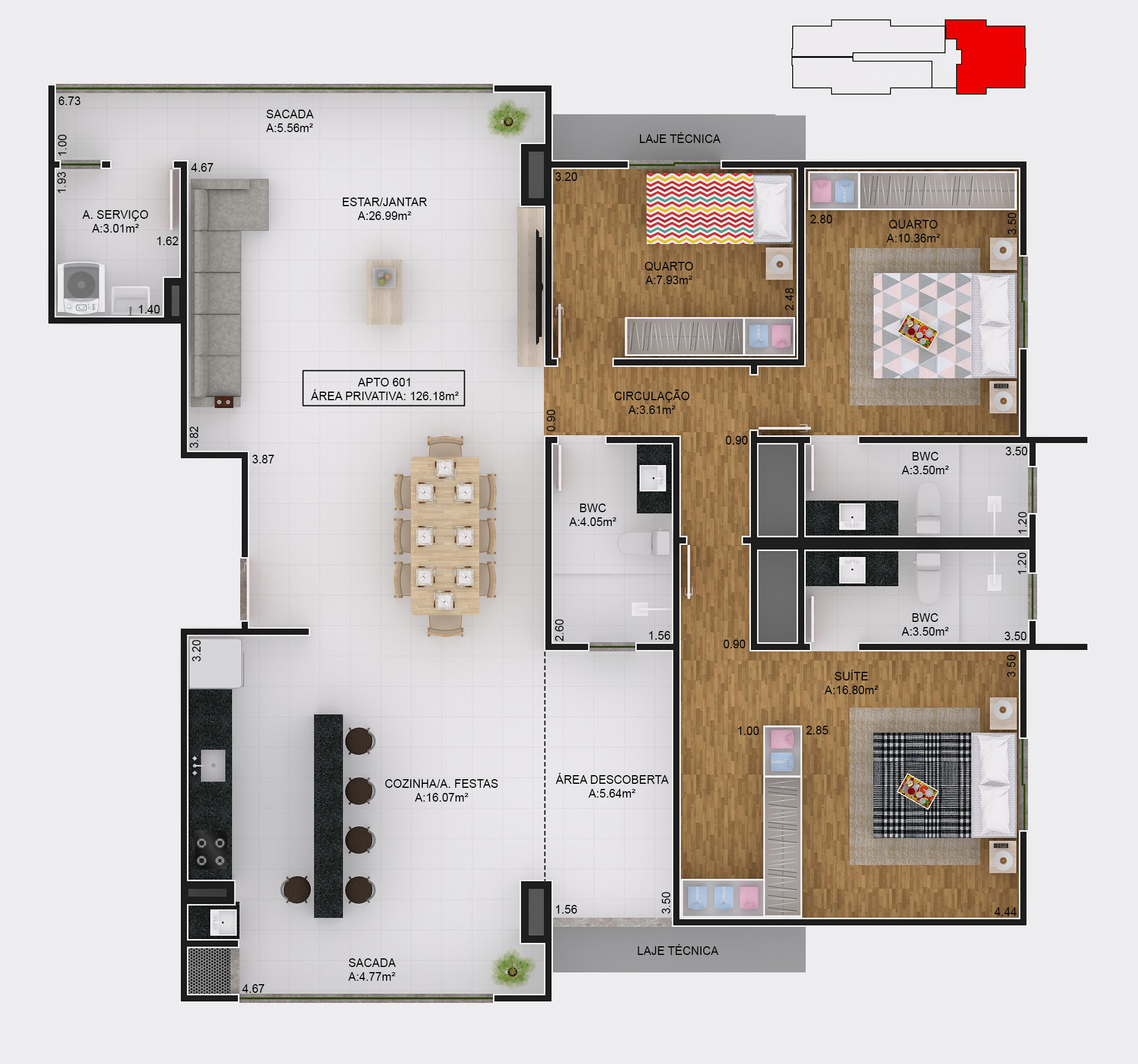 Cobertura – 3 dormitórios (2 suítes) – 126m² – 2 vagas – ´Bom Retiro