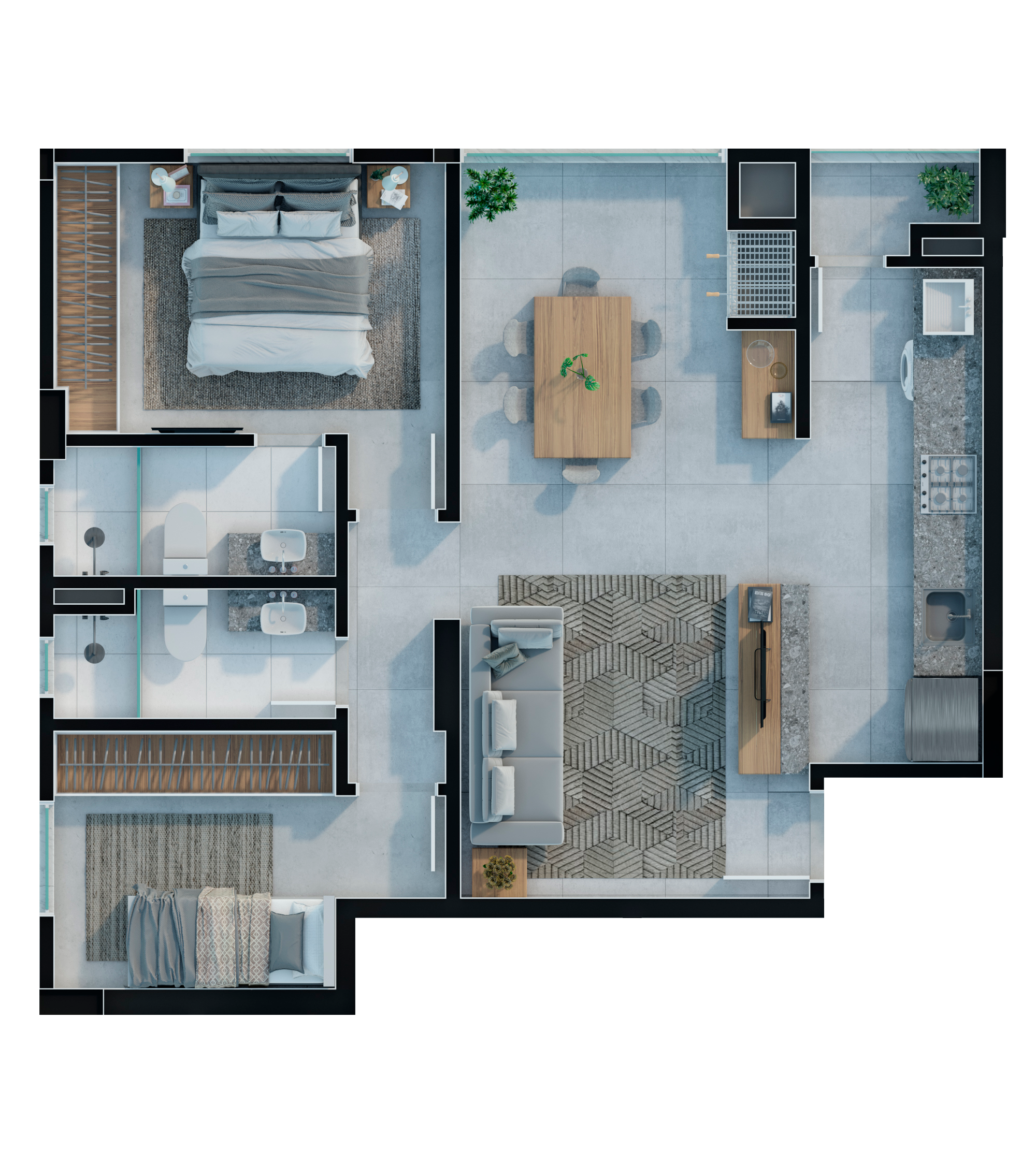 Apartamento – 2 dormitórios (1 suíte) – Mingus 897 – Anita Garibaldi