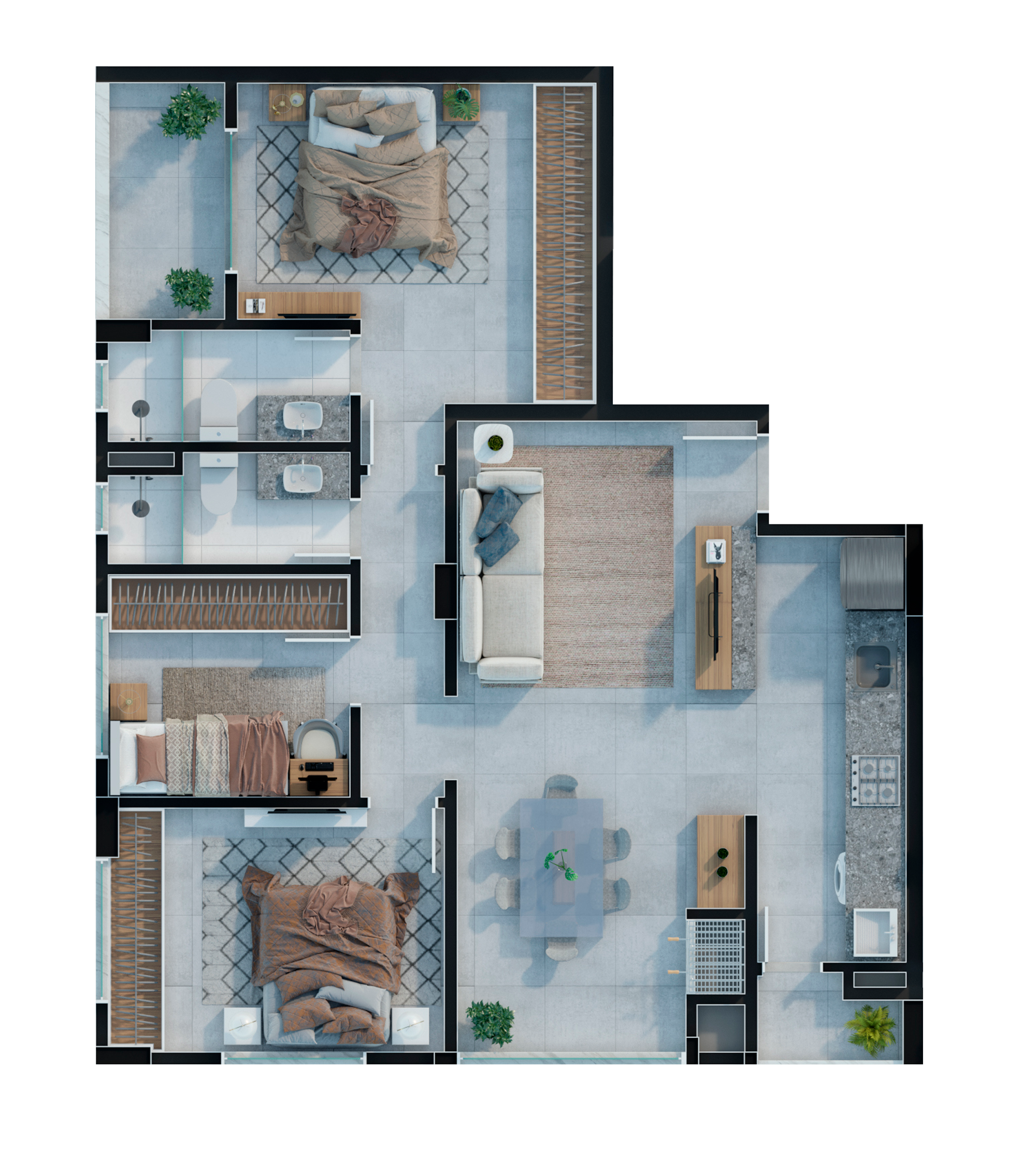 Apartamento – 3 dormitórios (1 suíte) – Mingus 897 – Anita Garibaldi