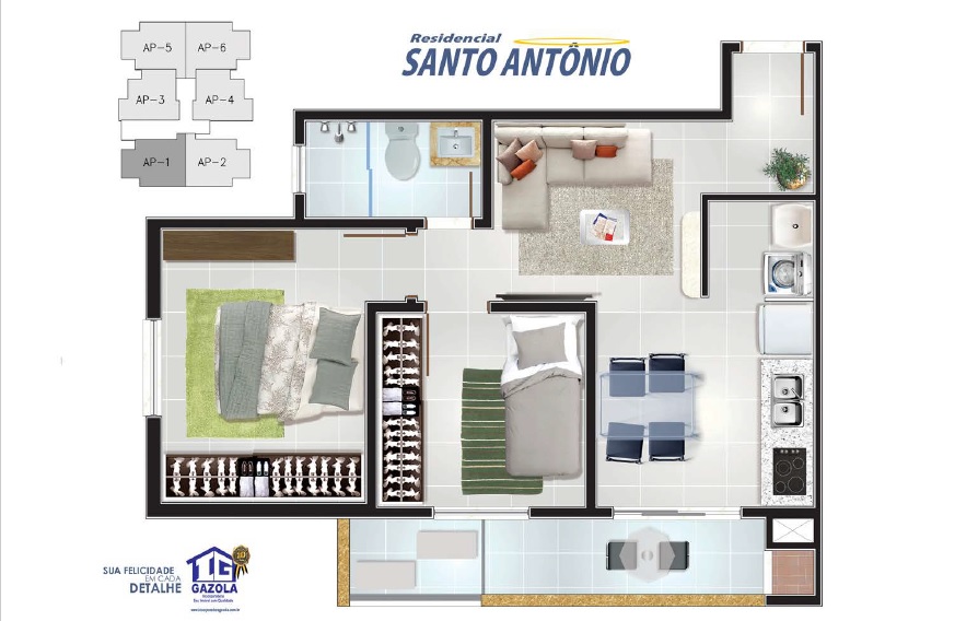 Apartamento – 2 dormitórios – elevador – Santo Antonio