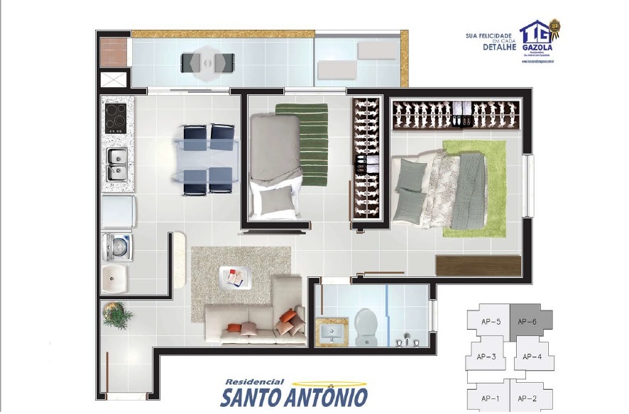 Apartamento – 2 dormitórios – elevador – Santo Antonio