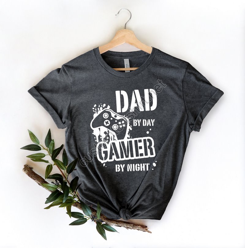 Dad By Day Gamer By Night T-shirt Dad Level Unlocked Gamer Shirt Retro Gaming Gift T Shirt Father's Day Gift Funny Daddy Gamer