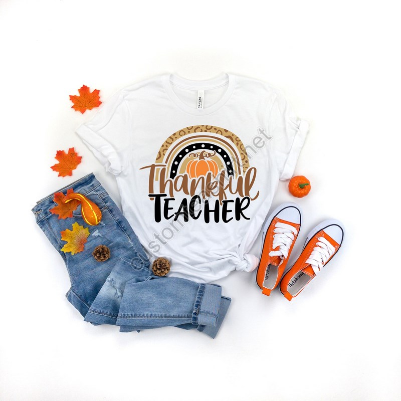 Thanksgiving Teacher Shirtthankful Rainbow Pumpkin Shirtthanksgiving Vacation Shirtfamily Thanksgiving Shirtthanksgiving Dinner Shirt