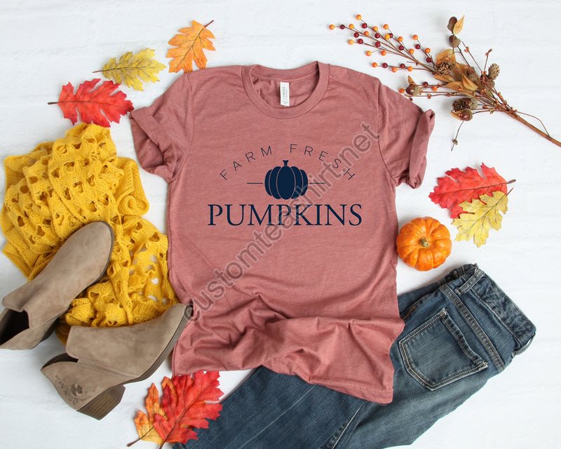 Fall Shirts Fall Tees Farm Fresh Pumpkins Shirt Thanksgiving Tee Cute Fall Shirts Fall Graphic Tees Women's Fall Tee