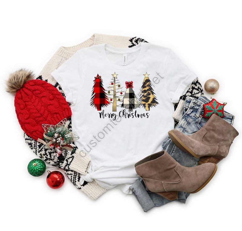 Buffalo Plaid Christmas T-shirtmerry Christmas Shirtchristmas Leopard Christmas Family Shirtchristmas Gift Holiday Giftmatching Shir