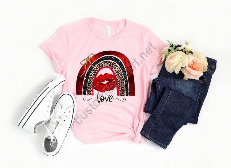 Love Valentine Boho Rainbow Lips Shirtvalentines Day Shirts For Womanheart Shirtcute Valentinevalentines Day Giftcheetah Valentines