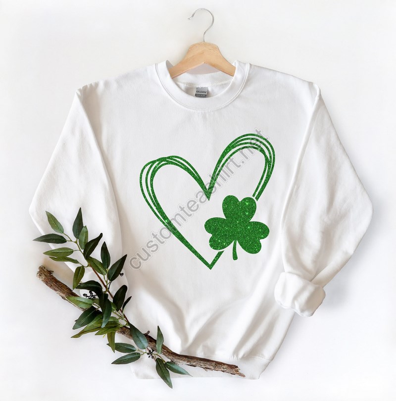 Shamrock And Hand Drawn Heart St Patty's Day Shirtst Patricks Day Shirtfour Leaf Clovershamrock Shirtspatrick's Daypatrick Sweatshirt