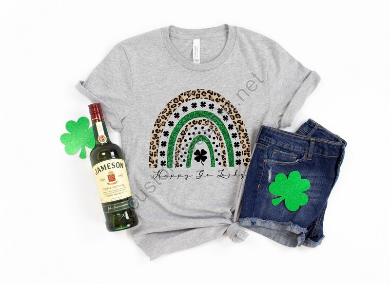 Happy Go Lucky Shirt Rainbow Shirt Women St Pattys Shirt Lucky T-shirt Woman St Patricks Day Shirt St Patrick's Day Tee