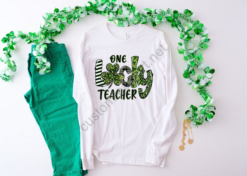 One Lucky Teacher St Pattys Shirt St Patricks Day Teacher Shirt Irish Teacher Shirt Lucky Green Shamrock Teacher Shirt Shamrock Shirt