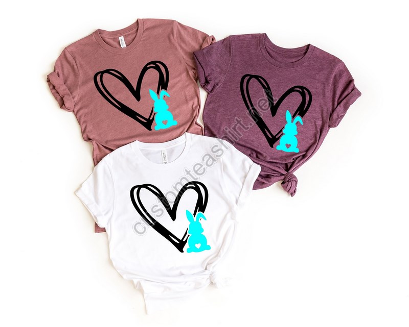 Bunny Heart Shirt Easter Shirt Easter Bunny Graphic Tee Easter Shirts For Womenladies Easter Bunny Shirteaster Gift Teeeaster Love Tee