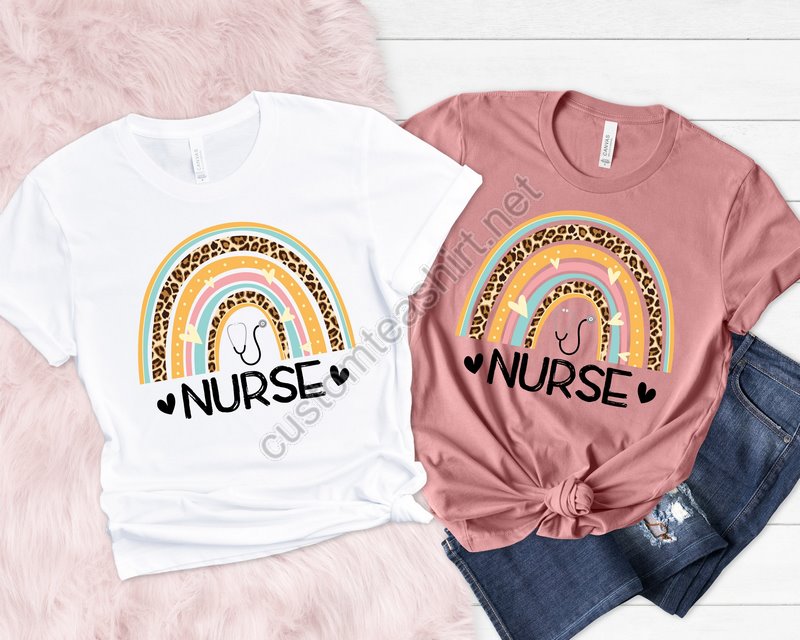 Rainbow Nurse Shirt Leopard Print Nurse Liferegistered Nurse Shirt Rn Shirts Nurse Week Shirt Cna Shirt Nursing Nursing School Tee