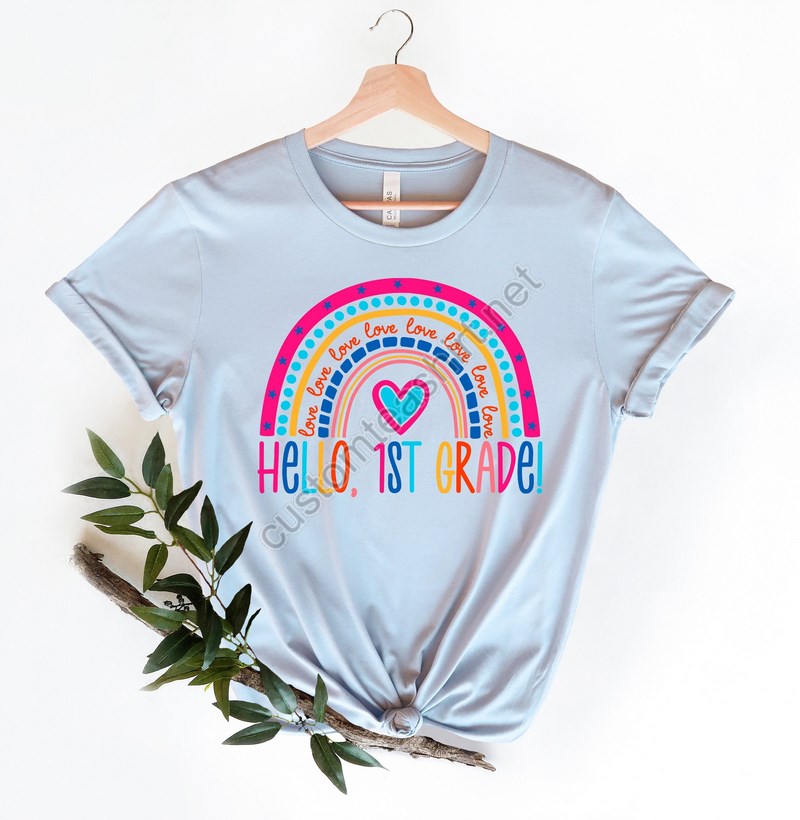 Hello 1st Grade Shirtsteach Love Inspire Shirtback To School Shirtfirst Grade Teacher Teeteacher Appreciation Tee1st Day Of School