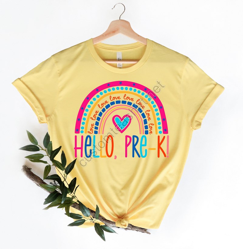 Hello Pre-k Grade Shirtsteach Love Inspire Shirtback To School Shirtpre-k Teacher Teeteacher Appreciation Tee1st Day Of School