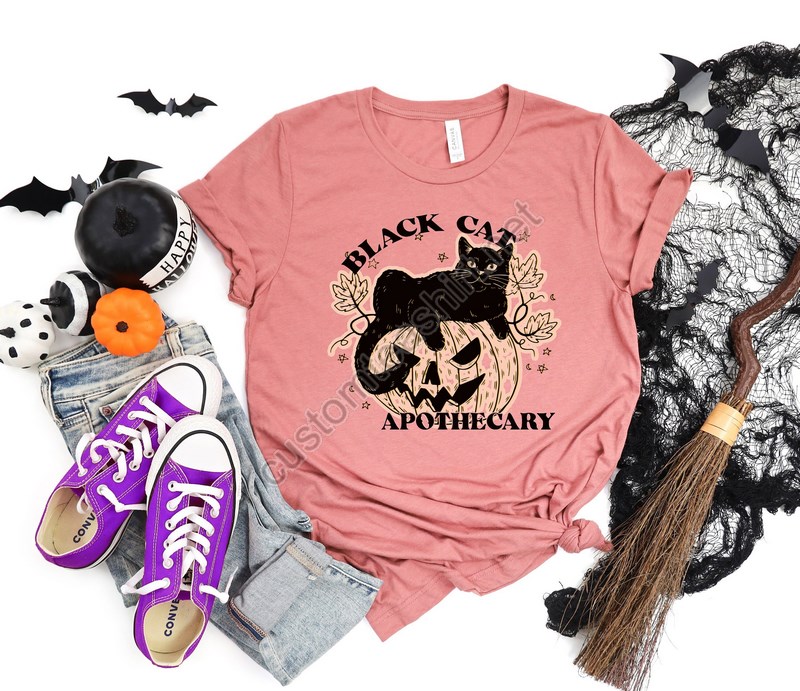 Halloween Boo Shirtblack Cat Apothecary Shirthalloween Partyhalloween Shirthocus Pocus Shirthalloween Funny Shirthalloween Spooky Tee