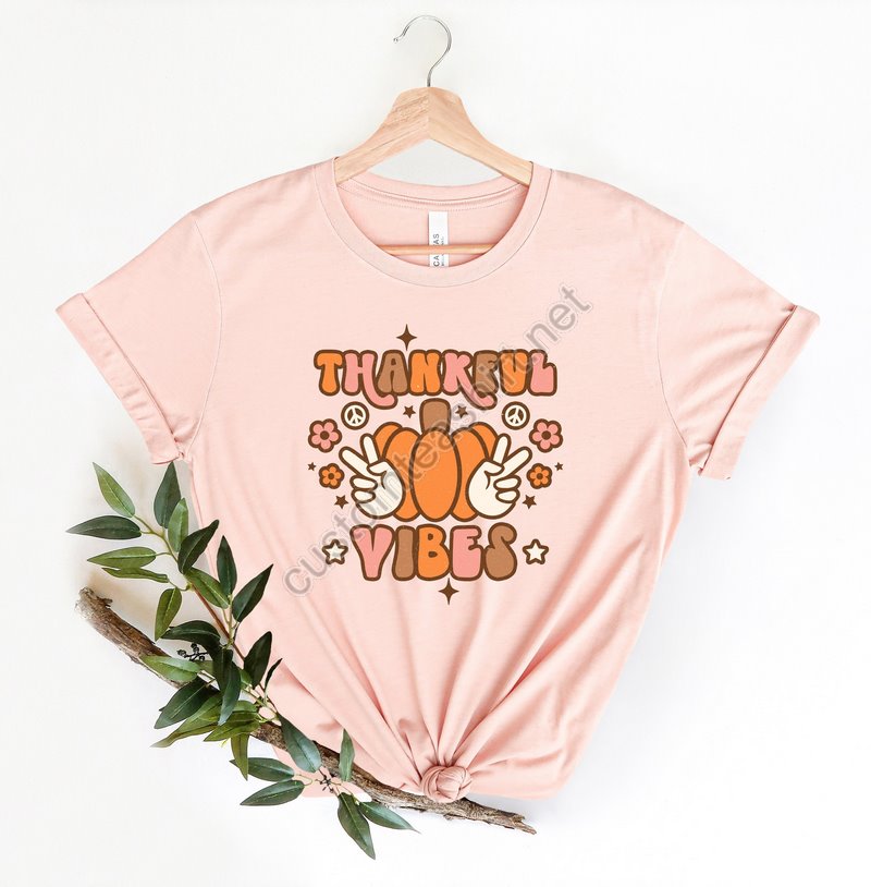 Thankful Vibes Shirtretro Thanksgiving Shirtfall Shirtthanksgiving Heart Shirtthanksgiving Matching Shirthippie Thanksgiving Shirt