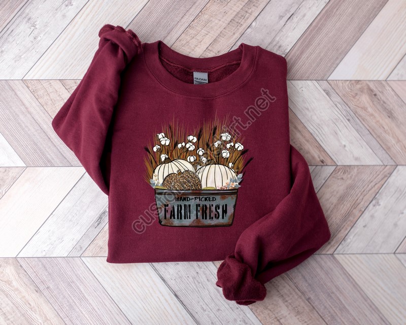 Fall Sweatshirtfall Teesfarm Fresh Pumpkins Sweatshirtthanksgiving Teecute Fall Shirtsfall Graphic Teeswomen's Fall Tee