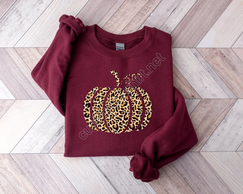 Leopard Pumpkin Sweatshirtcheetah Pumpkin Sweatshirtthanksgiving Shirtthankful Shirtfall Shirt Hello Pumpkinfamily Matching Shirt