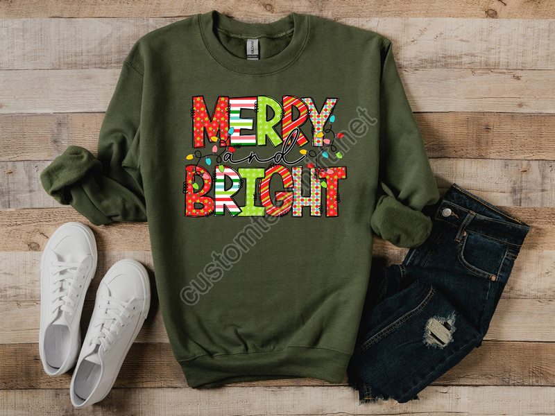 Merry And Bright Sweatshirtchristmas Lights Shirtchristmas Giftholiday Giftholiday Lights Sweatshirtchristmas Family Matching Shirt