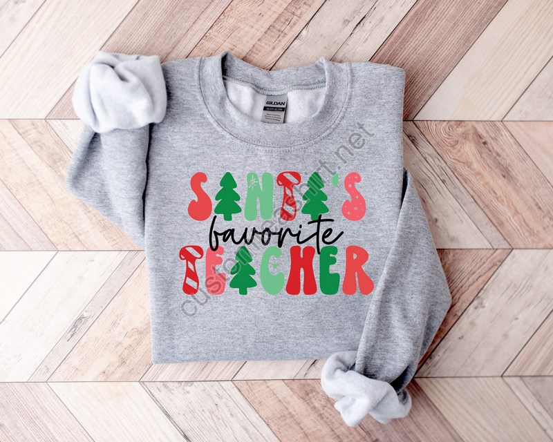 Santa's Favorite Teacherteacher Christmas Sweatshirtlove Christmas Teacher Shirtchristmas Teach Shirtchristmas Gift For Teacher Shirt