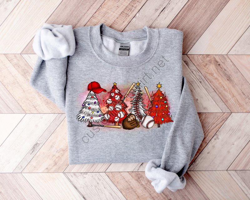 Baseball Christmas Trees Sweatshirtchristmas Family Shirtchristmas Giftholiday Giftchristmas Family Matching Shirtbaseball Tree Shirt