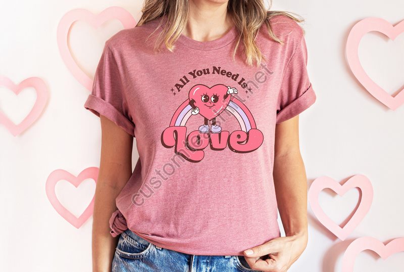 All You Need Is Love Valentines Shirtvalentines Day Shirts For Womanhippie Valentine Shirtvalentines Day Gifthappy Valentine's Day Shirt