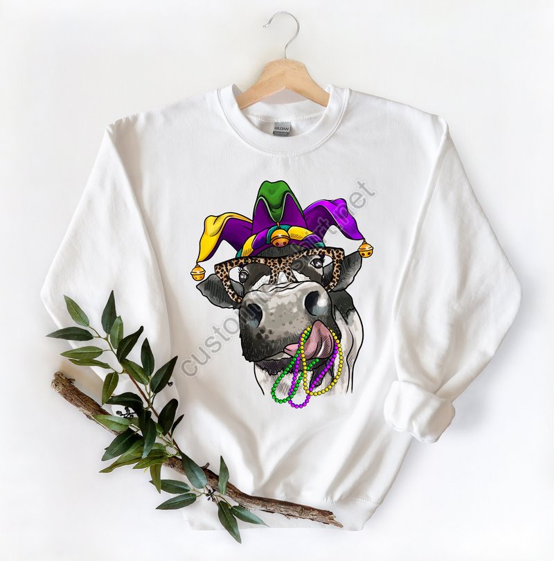 Mardi Gras Cow Sweatshirt Nola Shirtfat Tuesday Shirtflower De Luce Shirtlouisiana Shirtsaints New Orleans Shirtmardi Gras Carnival