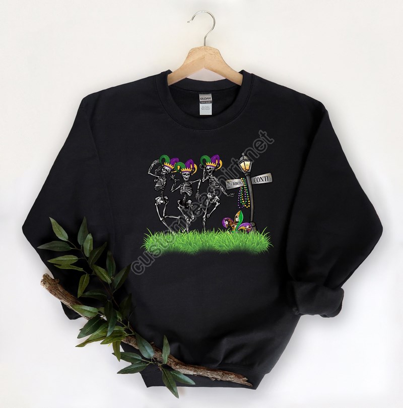 Mardi Gras Skeleton Sweatshirt Nola Shirtfat Tuesday Shirtflower De Luce Teesaints New Orleans Shirtmardi Gras Carnivalmardi Gras