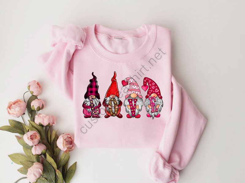 Love Gnome Valentines Sweatshirt Gnome Heart Shirtvalentines Day Shirts For Womanvalentines Day Gifthappy Valentine's Day Shirt