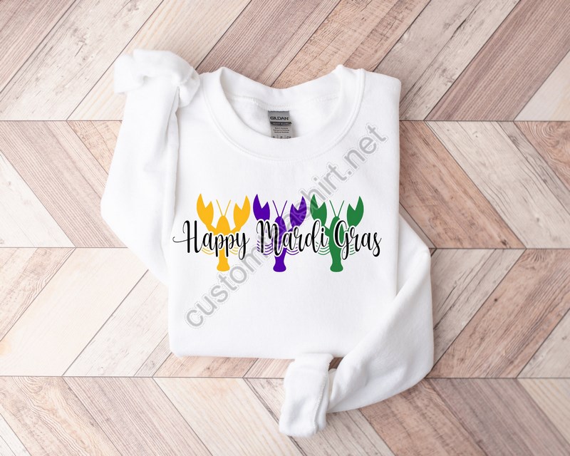 Happy Mardi Gras Crawfish Sweatshirtnola Shirtfat Tuesday Shirtflower De Luce Shirtlouisiana Shirtsaints New Orleans Shirt