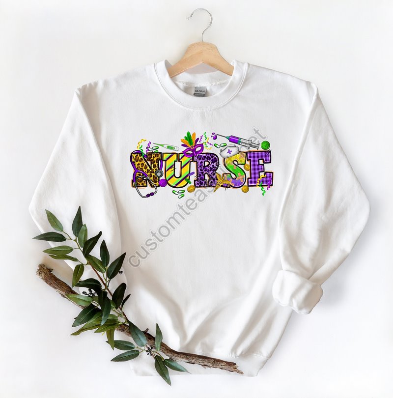 Mardi Gras Day Nurse Sweatshirt Nola Shirtfat Tuesday Shirtflower De Luce Shirtlouisiana Shirtsaints New Orleans Shirtnurse Life