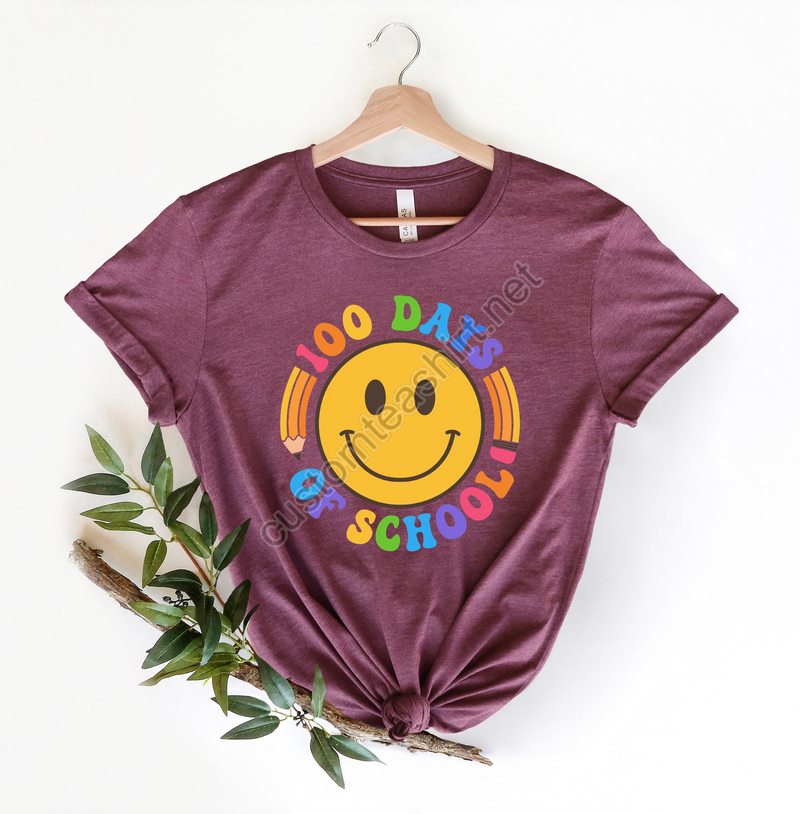 Happy 100 Days Shirt100 Days Brighter Shirtteacher Shirt100th Day Of Schoolback To School Shirtteacher Appreciationretro Smiling Shirt