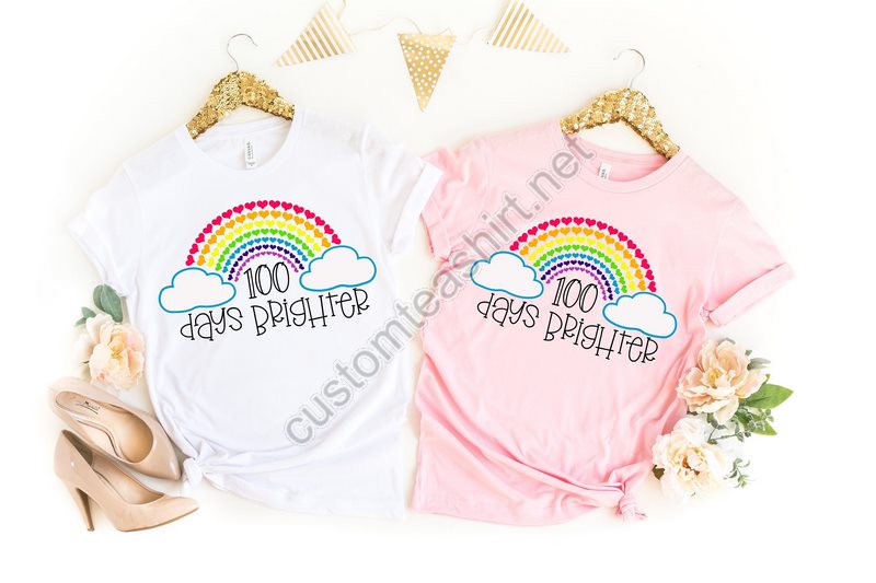 Teacher 100 Days Brighter Teacher Shirt 100 Days Of School Teacher Gifts Teacher Appreciation 100 Days Brighterback To School Shirt