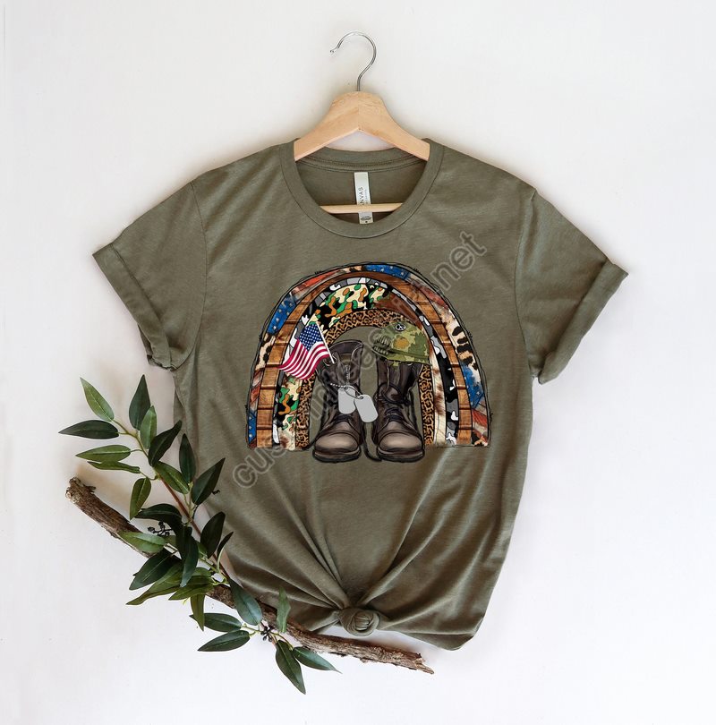 Army Rainbow Shirt America Soldier Trail Shirt American Shirts 4th Of July Patriotic Shirtpatriotic Family Shirtsveteran Shirt