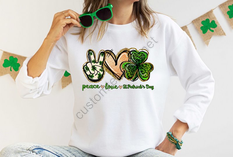 Peace Love Paddy's Day Shirt Lucky Tshirt Irish T Shirt Shamrocks T-shirt St Patricks Day St Paddy's Day Family Matching Gift Tee