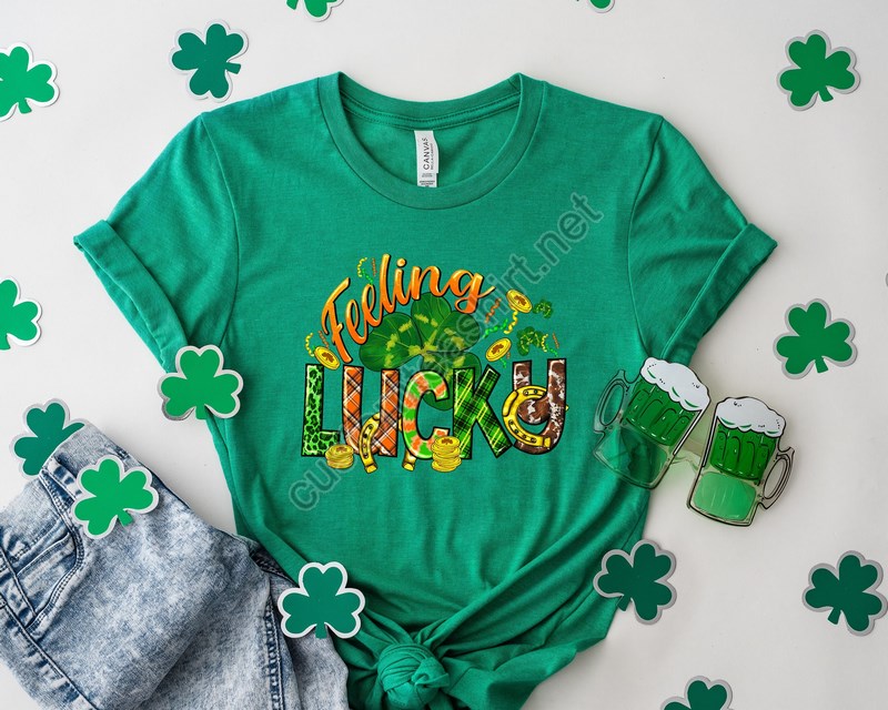 Feeling Lucky Shirt Lucky Tshirt Irish T Shirt Shamrocks T-shirtfamily Matching St Patrick's Day Gift Teewestern Lucky Shirt