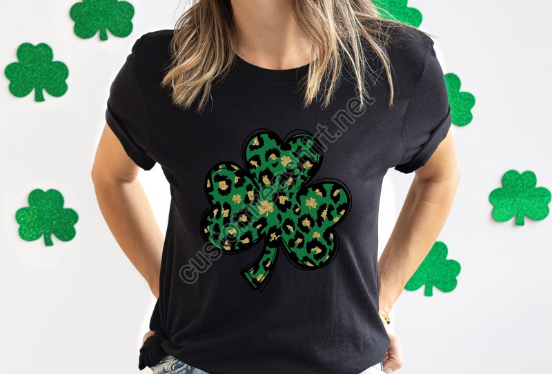 Leopard Print Shamrock Shirt St Patricks Day Shirt Shamrock Lucky Lips Four Leaf Clover Shamrock Irish Shirt