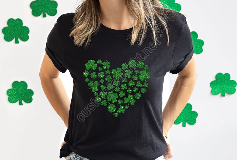 Heart Shamrock Shirt Glitter Shamrock Tee St Patricks Day Shirt Glitter Lucky Shirt Lucky Tee Irish Shirt